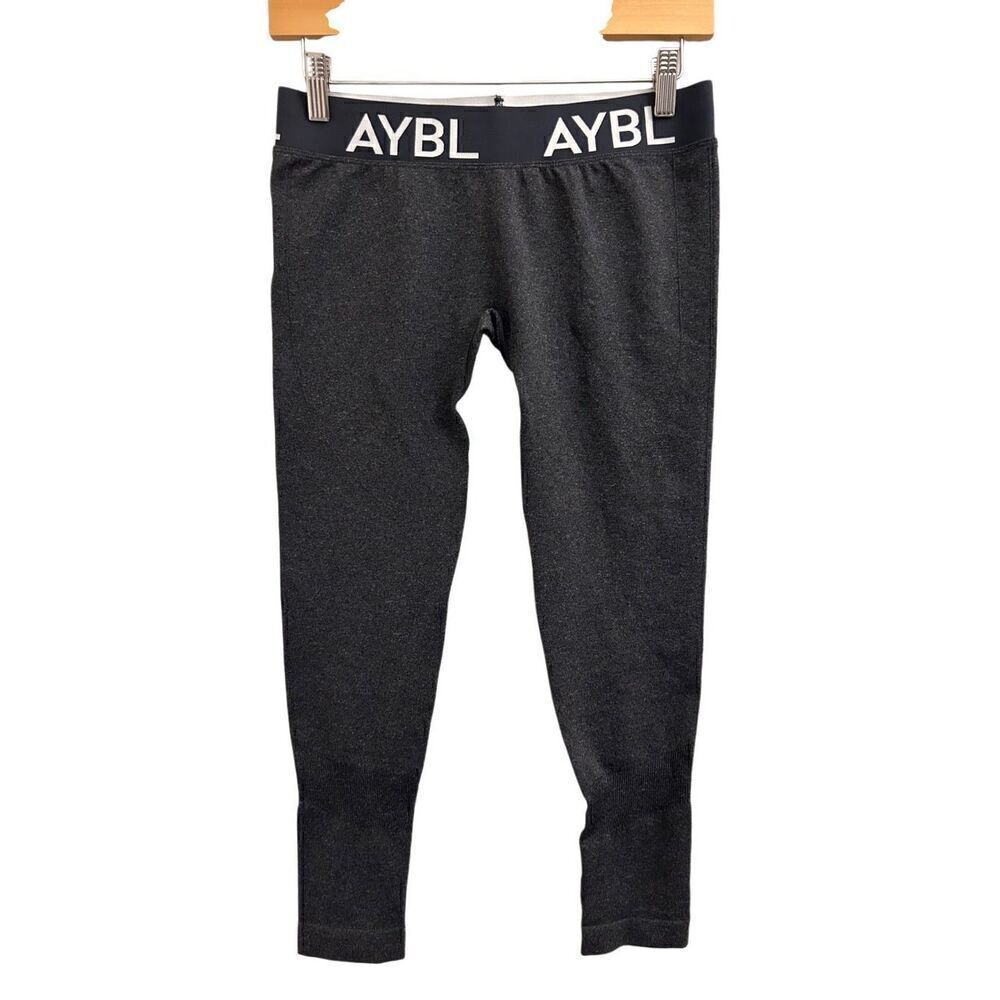 AYBL staple seamless low-rise leggings L logo waistband speckle black